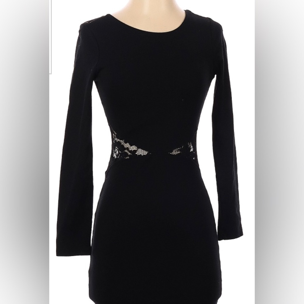Like New Eight Sixty Black Bodycon Cocktail Dress with Lace Cutouts in Size S